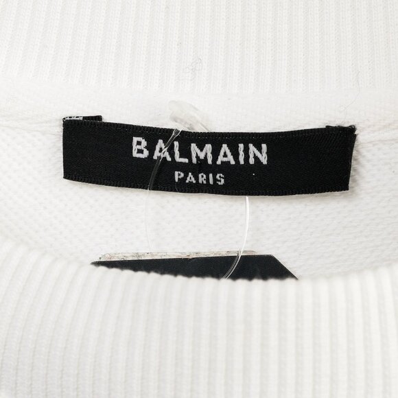 Balmain White Oversized Printed Logo Long Sleeve Sweatshirt - Picture 8 of 11